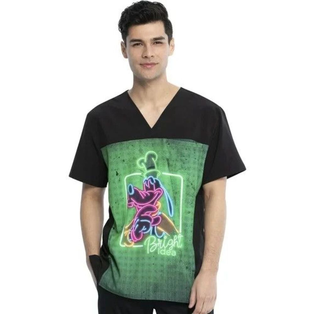 Tooniforms Disney Men's V-Neck Medical Scrub Top - Mens Large - NEW